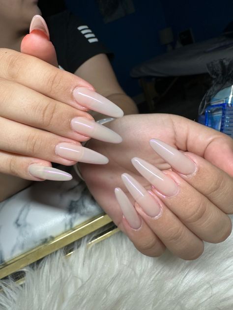 Nudie nails long almond nails Plain Long Almond Nails, Extra Long Almond Nails, Round Nails Long, Oval Long Nails, Rounded Nails Long, Russian Almond Nails, Long Round Nails, Nails Long Almond, Long Almond Nails