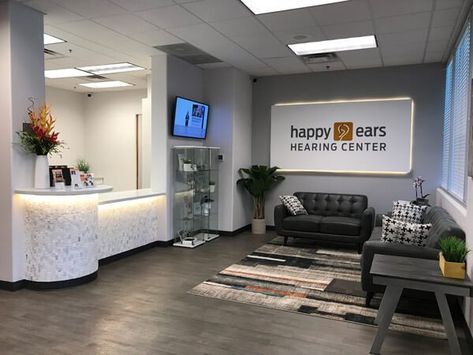 Happy Ears Scottsdale Office. Hearing Clinic Design, Audiology Clinic Design, Audiology Office Design, Office Receptionist Desk, Corn Advertising, Audiology Office, Audiologist Office, Childcare Facility, Doctor Office Design