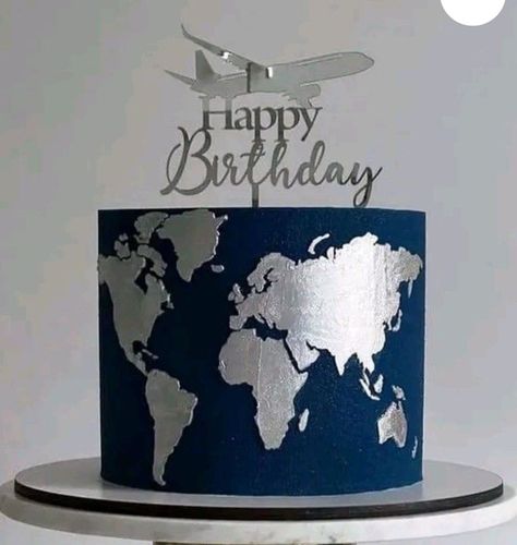 Around The World Birthday Cake, Travel Cake Ideas For Men, Pilot Cake Ideas, Travel Cake Ideas Birthdays, Pilot Birthday Cake, Cake Travel Theme, Travel Birthday Cake, Travel Theme Cake, Airplane Birthday Cakes