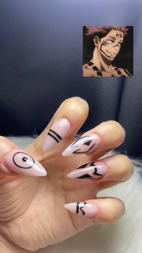 #BEAUTY, #RELATIONSHIPS #Fashion #Animals #Outfits #Winter Outfits #Animals Sukuna Themed Nails, Simple Anime Nail Designs, Sukuna Nails Acrylic, Sukuna Nails Short, Sakuna Jujutsu Nails, Sakura Nails Jjk, Jjk Themed Nails, Sukuna Inspired Nails, Anime Inspired Nails Simple