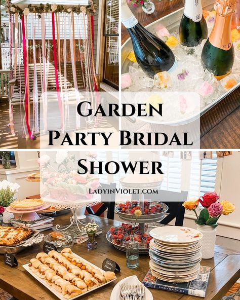 garden party bridal shower theme | shower decorations | Lady in Violet Blog Brunch Themed Bridal Shower Ideas Food, Bridal Shower Ideas Garden Party, Wedding Shower Garden Party, Garden Wedding Shower Theme, Garden Party Bridal Shower Food, Garden Theme Bridal Shower Ideas Centerpieces, Garden Shower Theme, Garden Wedding Shower Ideas, Bridal Shower Garden Party Theme