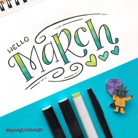 Bullet Journal Hand Lettering, March Bullet Journal, Diy Agenda, Bullet Journal Font, Bullet Journal 2019, Hello March, Stencil Font, Doodle Notes, Mom Planner