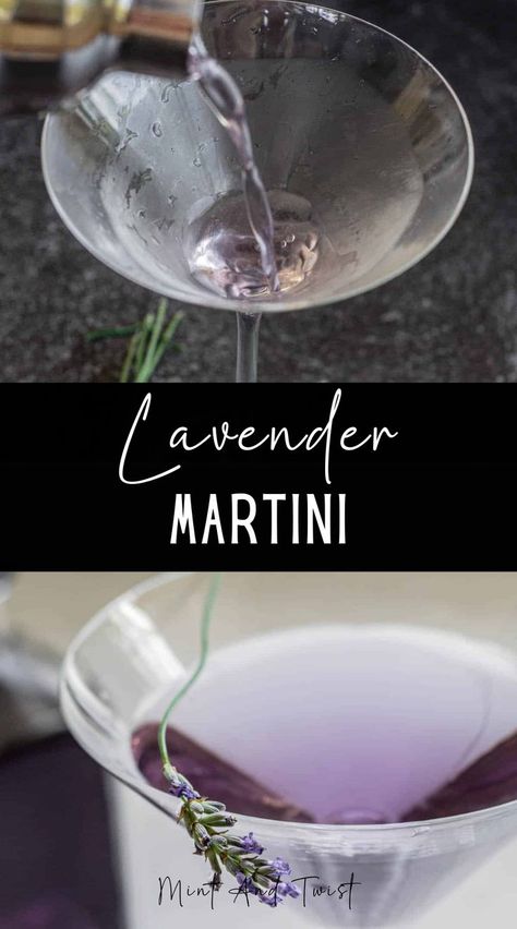 This lavender martini is a fun and colorful spin on a classic martini. Homemade brings color and flavor to a classic martini base. Lavender Drink, Lavender Martini, Lavender Simple Syrup, Christmas Cocktails Easy, Lavender Cocktail, Lemon Cocktail, Martinis Drinks, Honey Lavender, Cocktail Drinks Alcoholic