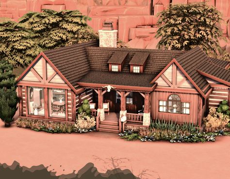 Sims 4 Small Ranch House, Cute Ranch House, The Sims 4 Ranch House, Sims 4 Horse Ranch House, Sims Ranch House, Small Sims House, Sims 4 Ranch Style House, Small Horse Ranch, Sims 4 Ranch House