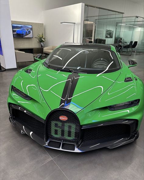 The Bugatti Pur Sport “Soixante” painted in Viper Green w/ exposed carbon fiber Photo taken by: @emc2ny on Instagram Bugatti Pur Sport, Green Bugatti, Mustang Car Aesthetic, 2023 Ford Mustang, 2022 Ford Mustang, Punisher Logo, Green Cars, Mustang Car, Aesthetic Cool