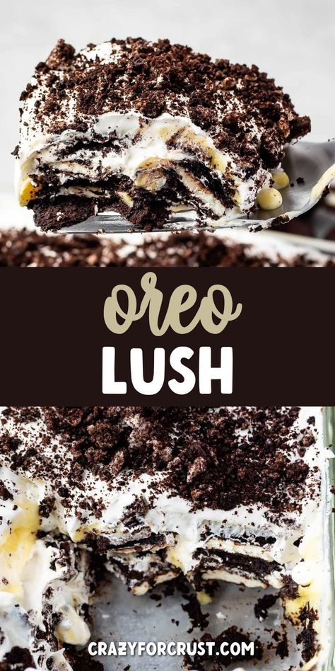 Milk And Cookies Dessert, Oreo Lush, Oreo Lasagna Recipe, Cookies And Cream Dessert, Oreo Lasagna, Lasagna Dessert, Cream Desserts Recipes, Lush Cake, Lush Recipes