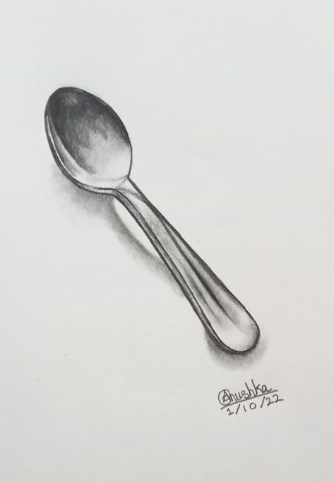 Still life sketch of Spoon 🥄✏️ Spoon Sketch, Utensils Drawing, Still Life Pencil Shading, Spoon Drawing, Peta Konsep, Still Life Sketch, Sketch Images, Ap Drawing, Shading Drawing