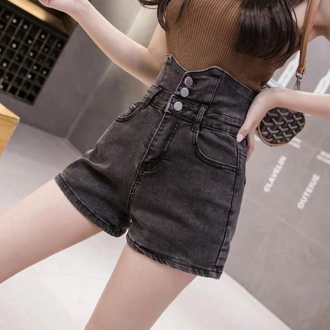 Black Short Pants Clothing Sexy Women's Jean Denim Shorts Female High Waist Summer Hot Fashion Wide Leg Korean Casual Vintage|Shorts| - AliExpress Short Outfits Korean, Black Short Pants, Shorts Female, Short Pants Outfit, Jean Short Outfits, Korean Shorts, Shorts Outfits Women, Korean Casual Outfits, Korean Casual