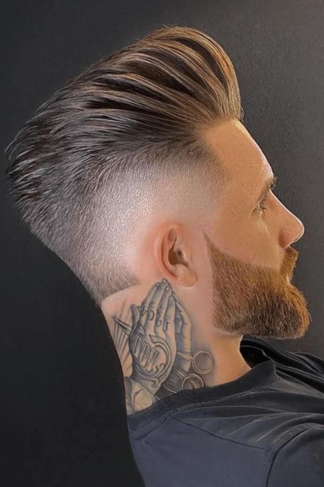 Step into modern elegance with the Modern Pompadour Low Taper Fade haircut! This sophisticated twist on a classic style combines the timeless charm of a pompadour with the sleek lines of a low taper fade. Perfect for those who seek refinement with a contemporary edge. Elevate your grooming game with this trending low taper fade haircut today! #modernpompadour #lowtaperfade #haircutinspo Pompadour Fade Men, Pompadore Haircut Men Pompadour, Pompadour Mohawk, Gents Haircut, Hip Hairstyles, Pompadour Hairstyle For Men, Husband Hair, Fade Haircut Designs, Low Taper Fade Haircut