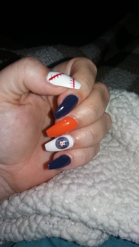 Astros Nails, Houston Astros Nails, Astros Nail Designs, Astro Nails Baseball, Astros Manicure, Astros Bedding, Houston Astros Jewelry, Baseball Nails, Coffee Smell