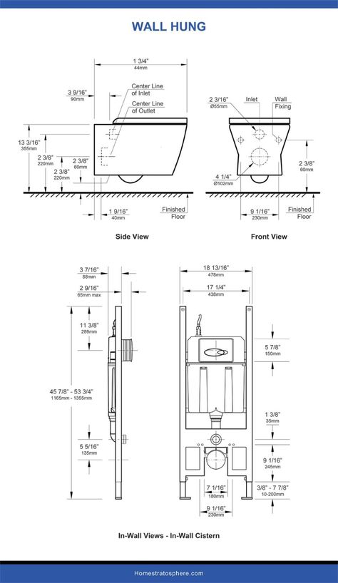 20 Townhouse Primary Bathroom Ideas (Photos) Wc Dimensions, Toilet Dimensions, Toilet Plan, Toilet Size, Tankless Toilet, Toilet Tank Cover, Wc Design, Residential Plumbing, Interior Architecture Drawing