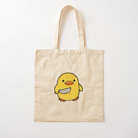 Fimo, Duck With Knife, Diy Tote Bag Design, Handpainted Tote, Duck Tote, Anime Tote Bag, Handpainted Tote Bags, Canvas Bag Diy, Pretty Tote Bags