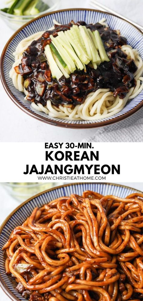 Korean Noodle Dishes, Koreansk Mad, Black Bean Noodles, Makanan Rendah Kalori, Bean Noodles, Easy Korean Recipes, Bean Sauce, Korean Side Dishes, Black Bean Sauce