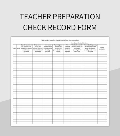 Teacher preparation check record form Teacher Forms, Teacher Preparation, Seuss Classroom, Financial Motivation, Teaching Plan, Daily Record, Teacher Lessons, Form Template, Spreadsheet Template