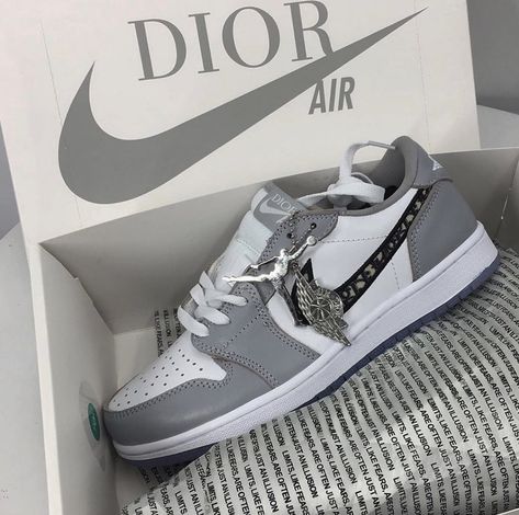 sneakers, dior, and fashion #nike #dior #fashion #sneakers #trainers #runningshoes #athleticshoes #kicks #airjordan #shoes #activewear #ShopTheLook Air Jordan Dior, Sepatu Air Jordan, Dior Nike, Jordan Dior, Air Dior, Cheap Jordan Shoes, Dior Sneakers, Cute Nike Shoes, High Shoes