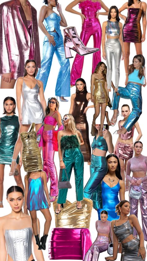 Diamonds And Disco Theme Outfits, 80s Rave Aesthetic, Last Disco Theme Bachelorette, Futuristic Party Theme Outfit, Retro Disco Party Outfit, Desert Disco Bachelorette Outfits, Retro Disco Outfit Women, Disco Chic Outfit, Disco Birthday Party Outfit