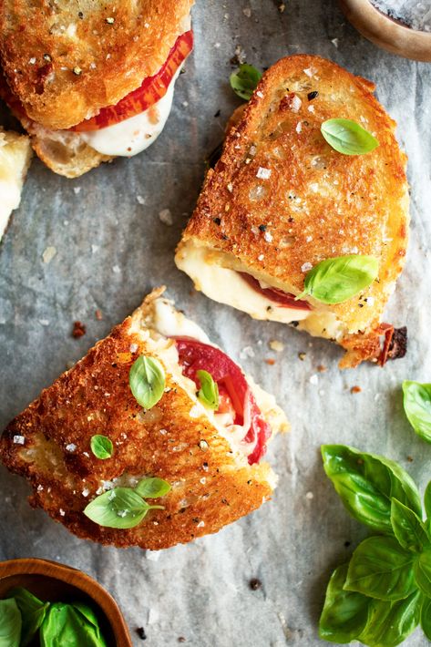 Caprese Grilled Cheese Sandwiches - The Original Dish Caprese Grilled Cheese, Salads Ideas, The Original Dish, Grilled Sandwiches, Caprese Sandwich, Chicken Grilled, Grilled Cheese Sandwiches, Grilled Bread, Sandwich Ingredients