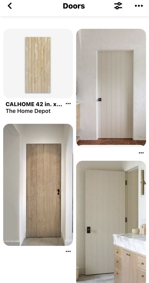 Spanish Baseboards, California Doors, Shiplap Doors, Nuetral Bedroom, Painted Interior Door, Shiplap Door, Modern Windows And Doors, Plank Door, Door Options