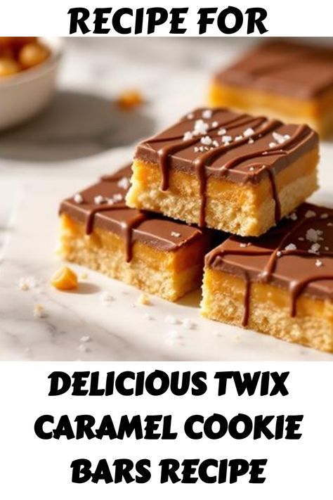 Twix caramel cookie bars topped with chocolate drizzle and sea salt. Caramel Cookie Bars, Caramel Cookies Bars, Classic Chocolate Chip Cookies, Macadamia Cookies, Twix Bar, Twix Cookies, Infused Coffee, Cookie Bar, Unique Cookies