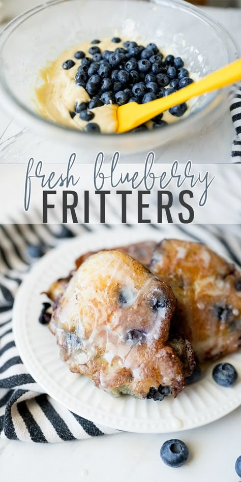 Fresh Blueberry Breakfast Recipes, Flourless Blueberry Breakfast Cookies, Portable Brunch Ideas, Frozen Blueberry Breakfast Recipes, Breakfast Recipes With Blueberries, Ways To Use Blueberries, Blueberry Greek Yogurt Fritters, Blueberry Fritter Bites, Recipes For Frozen Blueberries