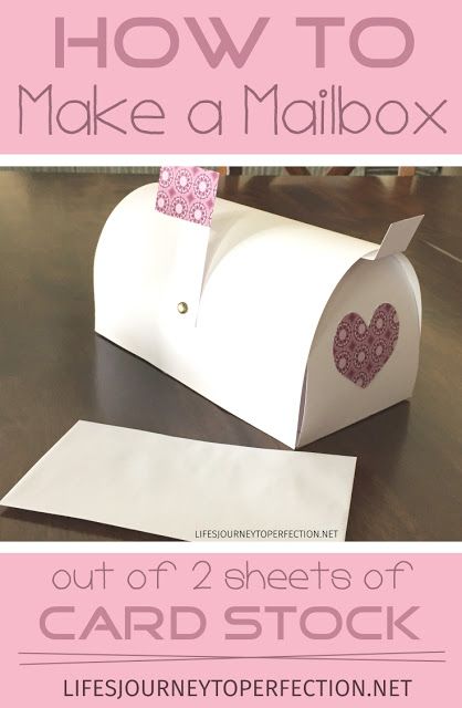 Life's Journey To Perfection: How to Make a Paper Mailbox out of 2 Sheets of Card Stock!! Valentine Mailbox Craft, Diy Valentine's Mailbox, Kids Mailbox, Card Mailbox, Valentine Card Box, Diy Mailbox, Cardstock Crafts, Valentine Mailbox, Preschool Valentines