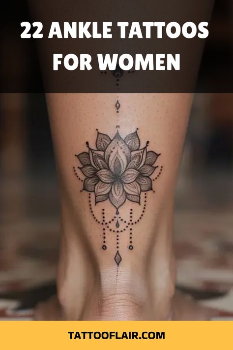 Discover elegant and meaningful ankle tattoo ideas for women. Explore unique ankle tattoo designs that are stylish and classy. Find inspiration for your next ankle tattoo with these creative female ankle tattoo ideas. From delicate designs to intricate patterns, there's something for every woman looking to adorn her ankles with a beautiful piece of art. Elevate your style and express yourself with the perfect ankle tattoo that resonates with you. Under Ankle Tattoo, Ankle Tattoo Designs For Women, Above Ankle Tattoos For Women, Lotus Ankle Tattoos For Women, Simple Feet Tattoos, Ankle Tattoo Ideas Female, Back Ankle Tattoos For Women, Heel Tattoos For Women, Ankle Foot Tattoo Wrap Around