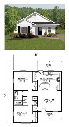 Open Concept House Plans, Design Casa Piccola, Little House Plans, Two Bedroom House, 2 Bedroom House Plans, Free House Plans, 4 Bedroom House Plans, Small House Floor Plans, Tiny House Floor Plans