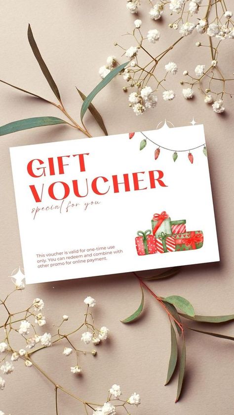 Mother's Day Printable Christmas Voucher Design, Voucher Design Template, Natal Baby, Christmas Voucher, Small Business Christmas, Gift Tags Free Printable, Crafts Mothers Day, Christmas Vouchers, Mother's Day Coupons