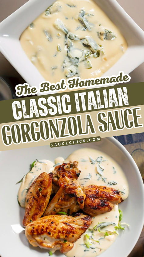 Gorgonzola Sauce Recipe Creamy Gorgonzola Sauce, Raclette Sauces Dipping Sauces, Gorgonzola Cheese Sauce, Gorgonzola Alfredo Sauce, Gorgonzola Cream Sauce Steak, Italian Sauces Recipes, Gorgonzola Salad Dressing, Genovese Sauce Recipe, Sunday Sauce Italian