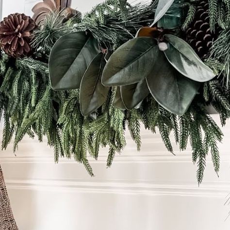 Emily Maldonado on Instagram: "To shop Comment MW10 or link in my bio. Here’s some detail on what I used for the mantel this year. Hopefully this helps as a guide for how many garlands and stems you would need to get a similar look. Save for later My mantle is 7ft long for reference and its height starts at 6ft. I used: 4 Norfolk pine 5ft garland 2 cedar & pine cone 5ft garland 2 XL magnolia stems from Potterybarn 2 feather like stems 2 wild greenery stems 2 frosted branch stems 2 XL brown branch stems 3 dangling pine cone stems Set of bells on left side 1 38” Norfolk pine stem on left side 2 ivory woven stockings 3 vintage Turkish rug stockings #christmasmantel #mantelinspo #christmasdecorations #christmas2023 #neutralchristmas #nuetral" Magnolia Garland, Norfolk Pine, Christmas Mantels, Save For Later, Vintage Turkish Rug, Pine Cone, Pine Cones, Norfolk, Vintage Turkish Rugs