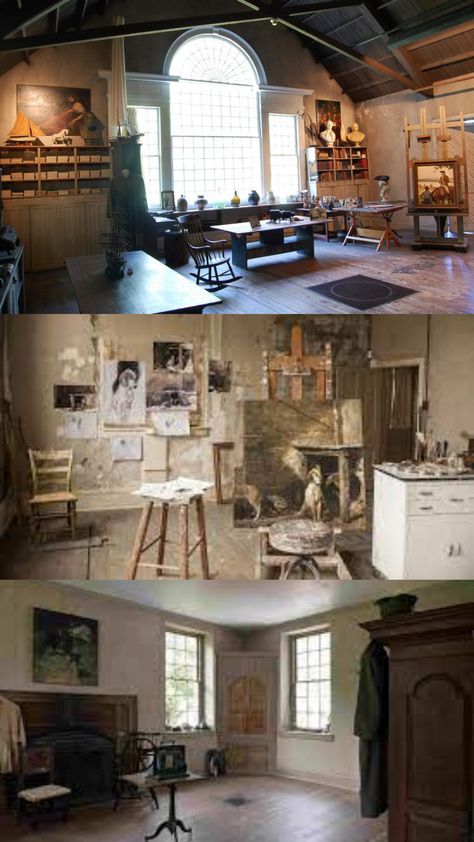 Andrew Wyeth's Dreamy Art Studio - Katie Bourgeois - I would LOVE to have this as my art studio. Check out my paintings by clicking the link. Fancy Art Studio, Home Sculpting Studio, Miniature Artist Studio, Art Studio Tour Video, Artist Residency Studio, Sculpture Workshop Studio, Abandoned Art Studio, Vintage Workshop, Garden Tools Decor