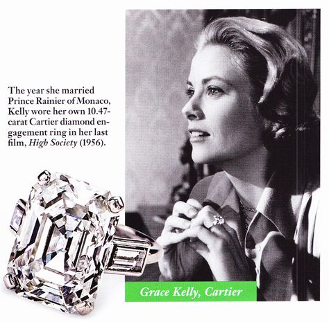 Love it! Grace Kelly Engagement Ring, Rings Cartier, Cartier Wedding Rings, Grace Kelly Wedding, Baguette Side Stones, Princess Grace Of Monaco, Grace Of Monaco, Engagement Ring And Wedding Band, Princess Grace Kelly