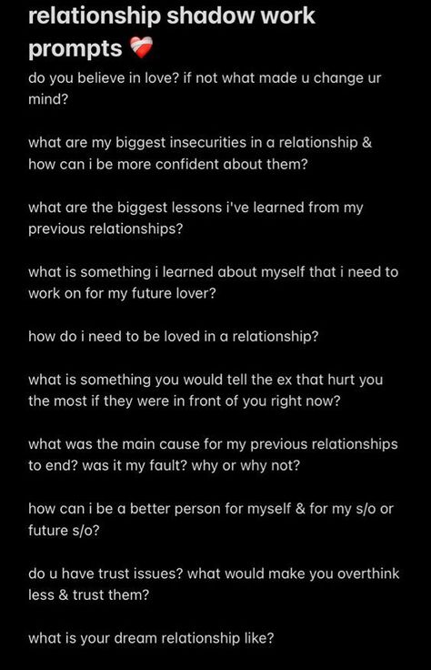 Journaling Relationship Prompts, Shadow Work About Relationships, Insecurities Shadow Work, Insecurity Prompts, Insecurity Shadow Work, Shadow Work Insecurities, Shadow Work Questions Relationships, Shadow Work For Relationships, Relationship Shadow Work Prompts