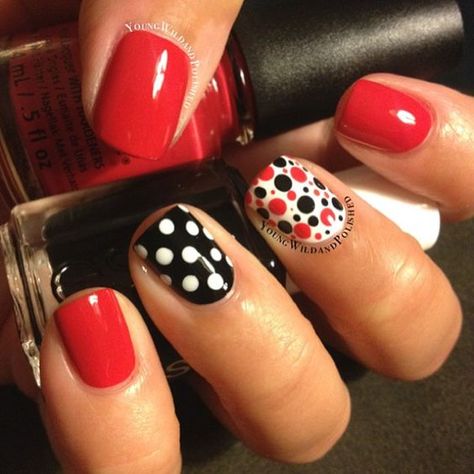 Polka dots nail art with red and black nails Bubbles Nails, Background Nail, Diy Toiletries, Dot Nail Art Designs, Polka Dot Nail Designs, Dot Nail Designs, Polka Dot Nail Art, Fingernail Designs, Dot Nail Art