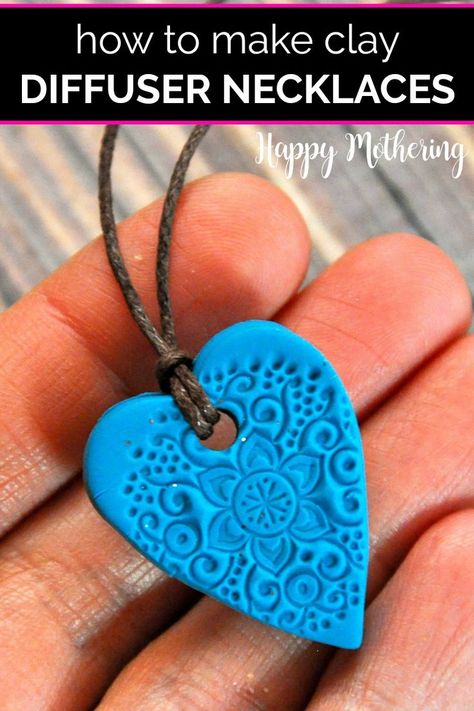 Want a pretty essential oil diffuser necklace without the expensive price? Learn how to make DIY Baked Clay Diffuser Necklaces. Learn how to use your favorite EO blends with your diffuser jewelry. This easy tutorial is fun for kids and makes a great homemade gift idea too! #essentialoils #diffusernecklace #essentialoiluses #easycrafts #homemadegifts #giftsfromkids #essentialoildiffuser #diffusers #diyjewelry #diydiffusernecklace #howto #diy #diygifts #doterra #youngliving #planttherapy Polymer Clay Diffuser, Clay Items To Sell, Freshies How To Make, Polymer Clay Necklaces, How To Make A Necklace, Diffuser Necklace Diy, Clay Essential Oil Diffuser, Clay Diffuser, Diffuser Diy