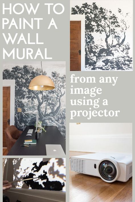 How to paint a mural from any image using a projector Photograph Painting, Uni Room Ideas Uk, Projector Paint, Uni Room Ideas, Projector Ideas, Projector Wall, Art Projector, Geometry Wallpaper, Wall Murals Diy