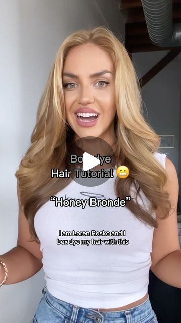 Loren Rosko on Instagram: "Box dye at home hair tutorial 🥰 #honeybronde #honeyblonde #diy #boxdye" Best Blonde Box Dye At Home, Best Box Dye Hair At Home, At Home Blonde Highlights, Box Blonde Hair Color At Home, How To Bleach Hair At Home Step By Step, Box Dye Blonde, Diy Blonde Highlights At Home, Diy Blonde Hair At Home, Highlighting Hair At Home