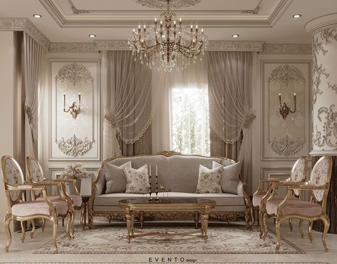 Master Bedroom on Behance Classic Salon Furniture, Neo Classic Interior Design Luxury, Classic Reception Interior, Neo Classical Living Room, Classic Furniture Salons, Neo Classic Living Room, Neo Classic Reception, Neo Classical Interiors, Classic Interior Design Luxury