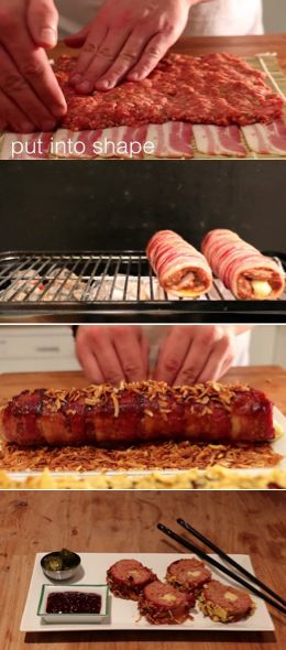 These BBQ Bacon Sushi Rolls Look So Good They Should Be Illegal Bacon Sushi Rolls, Bbq Sushi Roll, Meat Sushi Roll, Bbq Sushi, Bacon Sushi, Meat Sushi, Make Sushi, Heavy Breathing, Bbq Bacon