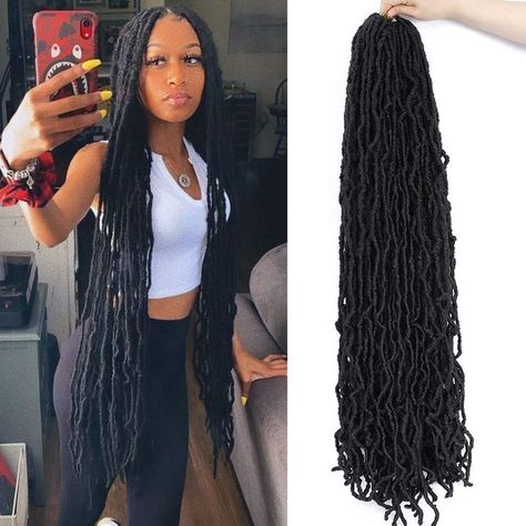 Super Long Goddess Locs Crochet. Great protective hairstyle for black women. #ad Soft Faux Locs, Goddess Faux Locs, Faux Locs Crochet, Soft Locs, Curly Braids, Locs Crochet, Natural Braids, Faux Locs Hairstyles, Remy Human Hair Wigs