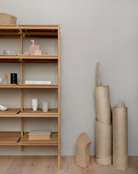 Floating Shelves Pantry, Japanese Bookshelf, Shelves Design Ideas, Milan Design Week 2022, Wooden Shelf Design, Shelves Pantry, Shelf Designs, Bookshelf Aesthetic, Wooden Shelving