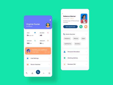 Doctor & Patient Profile by Tiep Nguyen App Design Profile, Profile App, To Do App, Doctor Patient, Pill Reminder, Ui Design Mobile, App Design Layout, Medical App, Card Ui