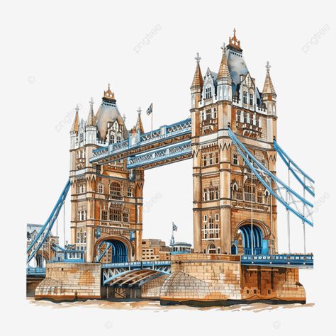 tower bridge in london color drawing realistic of paints london england bridge png Tower Of London Drawing, Tower Bridge London Drawing, London Bridge Drawing, Bridge Sketch, Bridge Drawing, London Drawing, London Tower Bridge, London Tower, Drawing Realistic