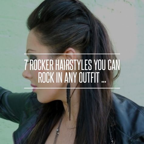 Rock N Roll Hair And Makeup, Rocker Ponytail Hairstyles, Rock Updo Hairstyles, Rocker Chic Hair Long, Easy Rock Hairstyles For Long Hair, Concert Hairstyles For Older Women, Heavy Metal Hairstyles Woman, Make Up For Rock Concert, Rock Style Hair Women