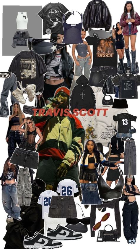 Outfit Ideas For Sza Concert, Utopia Concert Outfit, Travis Scott Aesthetic Outfits, Travis Scott Inspired Outfit, Travis Concert Outfit, Sza Style Outfits, Travis Scott Outfits Concert, Travis Scott Concert Outfit Ideas, Sza Outfits Concert