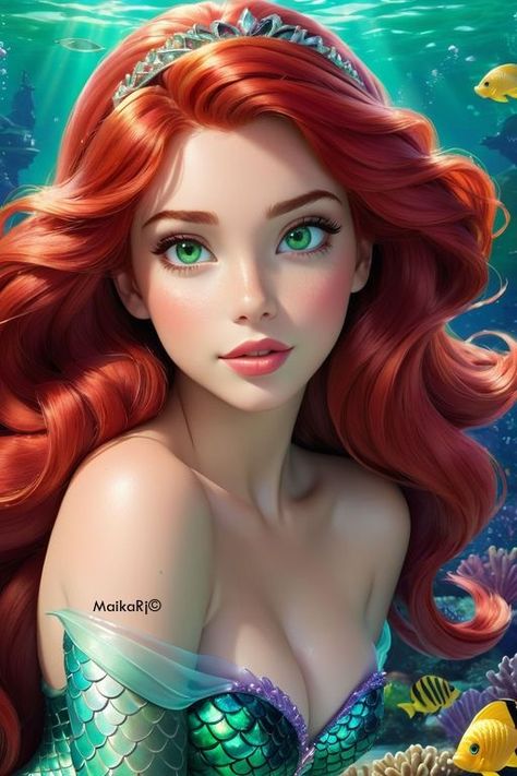 Realistic Disney Princess, Dark Disney Princess, Ariel Pictures, Disney Princess Anime, Mermaid Barbie, Dark Disney, Mermaid Pictures, Disney Princess Ariel, Disney Wall