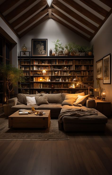 Dark Academia Interior Guide: Elegant Home Styling Dark Academia Living Room, Academia House, Dark Academia Interior, Moody Living Room, Home Library Rooms, Housing Design, Dark Living Rooms, Casa Country, Furniture Bathroom