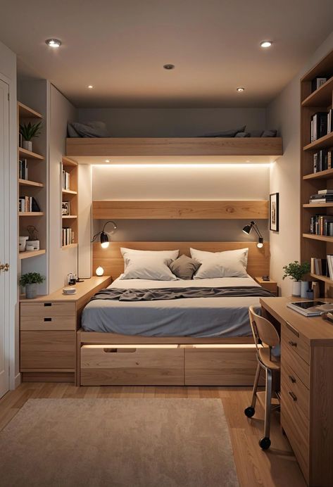 15 Clever Tiny Bedroom Ideas You Must See 30 Tiny Bedroom Ideas, Small Room Interior, Daybed With Storage, Minimalist Bedroom Design, Small Space Solutions, Bedroom Goals, Tiny Bedroom, Bedroom Layouts, Small Room Bedroom