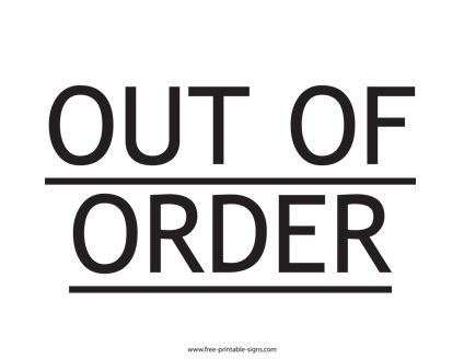 Download this printable out of order sign to inform customers, employees or colleagues that a piece of equipment is temporarily not working. Printable Signs Free, Out Of Order Sign, Sale Sign, Out Of Order, Bus House, Foto Shoot, Free Sign, For Sale Sign, Printable Signs