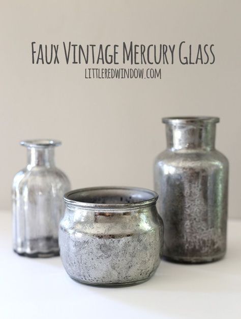 Turn boring dollar store glass bottles into GORGEOUS faux vintage mercury glass in just a few steps! Mercury Glass Diy, Mercury Glass Vase, Diy Crafts For Adults, Altered Bottles, Glass Bottle Crafts, Mason Jar Lighting, Crafts To Make And Sell, Vintage Diy, Mason Jar Crafts